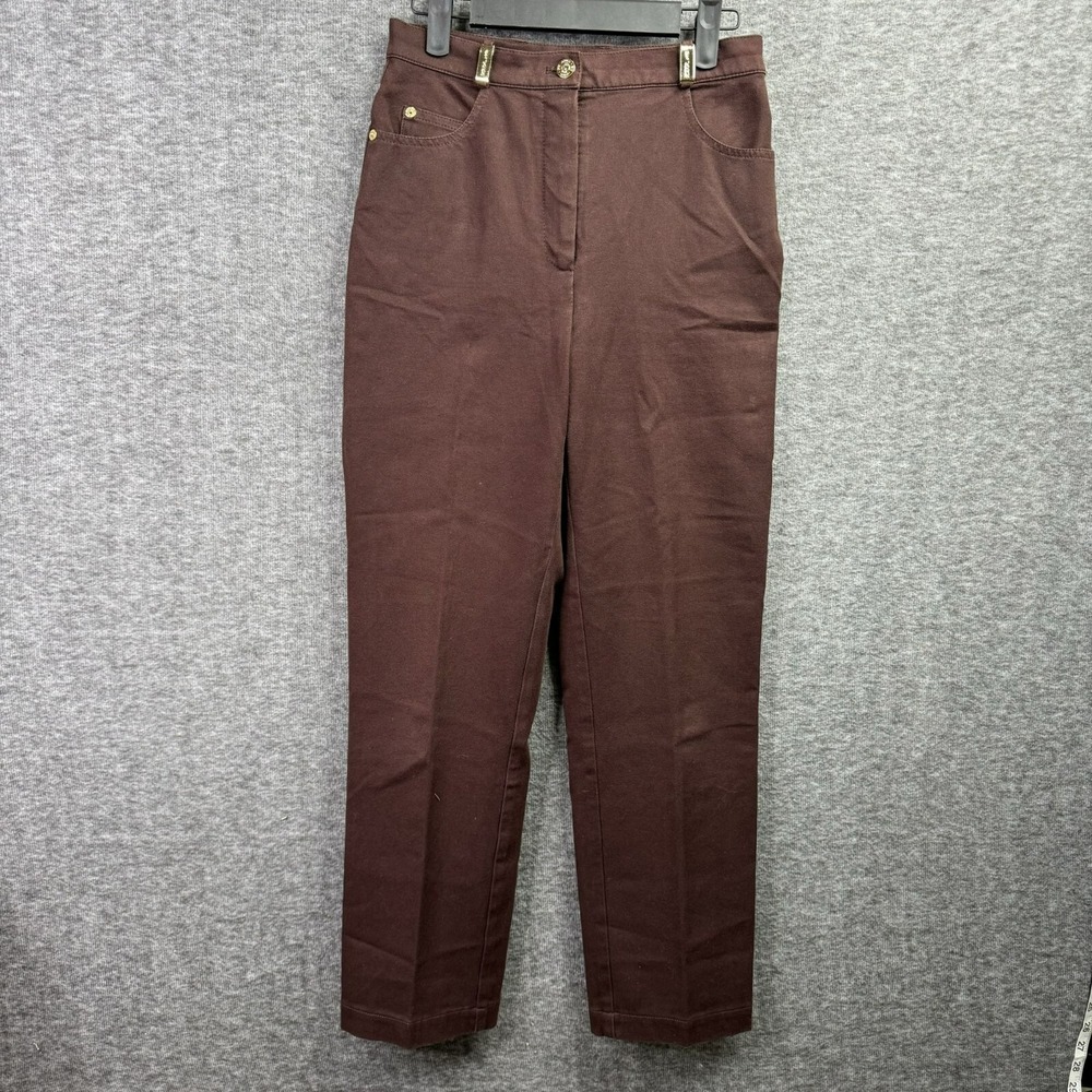 St. John Sport Essential by Marie Gray Brown Pants Size 2 Gold accent high waist